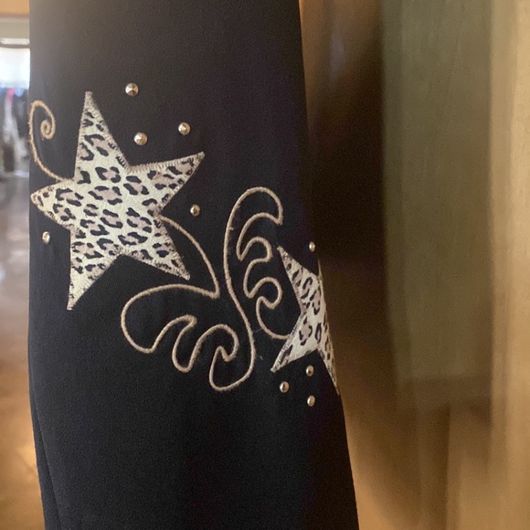 Scully By Marsha Wright Black Vintage Blazer with Leopard Print Stars; size L - Picture 5 of 10